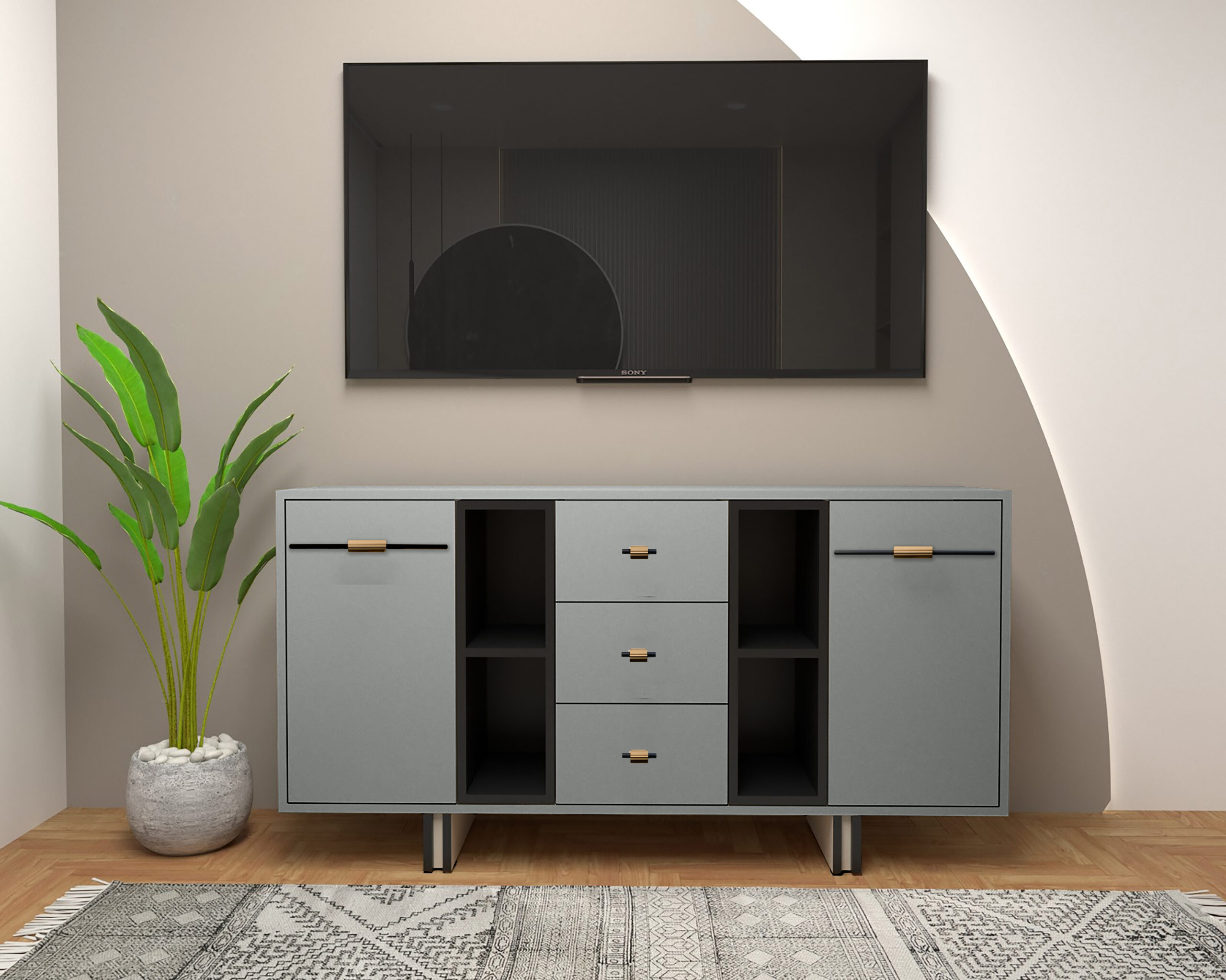 comoda-sany-luton-gri Comoda Sany Luton - imagine 1
