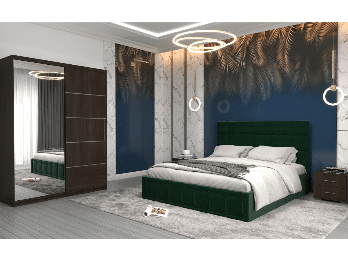 set-dormitor-royal-wenge_verde Set dormitor Royal, Wenge/Verde - imagine 1